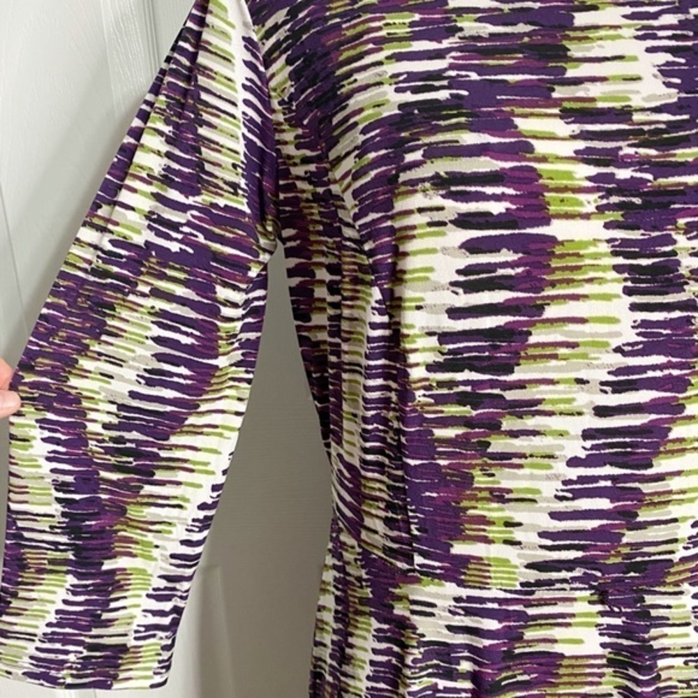 Kasper Purple, Green, Gray, and White Abstract Print ALTERED Midi Dress - Picture 4 of 15